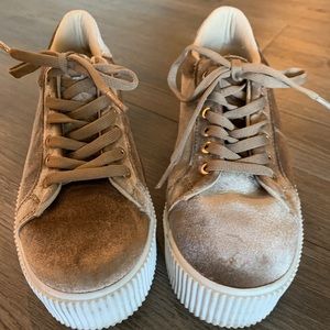 Velvet rose gold sneakers